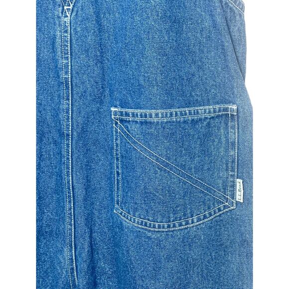 Vintage L.L. Bean Girls Denim Overall Shorts Carpenter Pockets Size Large 14/16 - Picture 7 of 9